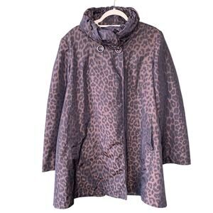 Johnston & Murphy Jacket Women’s XL Mob Wife Rain Coat Brown Animal Print Chic